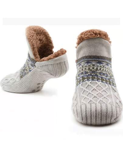 1 Pair Thick Warm Indoor Non-Slip Floor Socks, Unisex Winter Thermal Socks