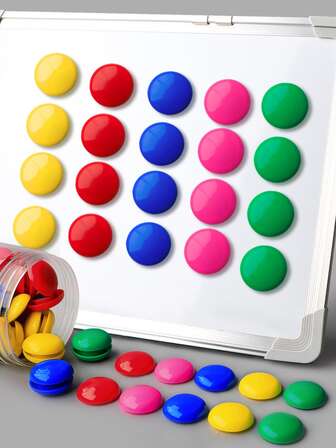 12/28/56pcs Round Plastic Covered Magnetic Buttons, Refrigerator Whiteboard Magnets, Suitable For School, Office, Home