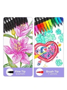 100 Dual Brush Marker Pens Kit, 100 Color Art Marker Set With Fine And Brush Tip Markers For Coloring Books. - 100 màu/bộ - Xem 5