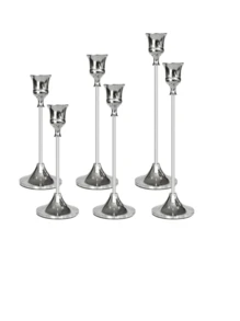 Cirelle Bộ 3 chân nến hình nón bằng sắt, chân nến trang trí - Chân nến cho đám cưới, ăn tối, tiệc tùng - Đồng thau cổ, chân nến trang trí lò sưởi, chân nến trang trí bàn, chân nến trụ cho đám cưới, trang trí nhà cửa, trang trí tiệc ngày lễ, trang trí lễ hội - Bạc - Xem 8