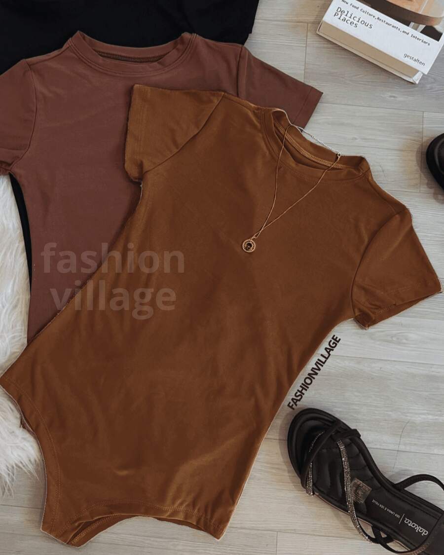 A Bory Women's Bodysuit Crew Neck Suplex Summer Blogger 2024 - Rỉ Nâu - Xem 1