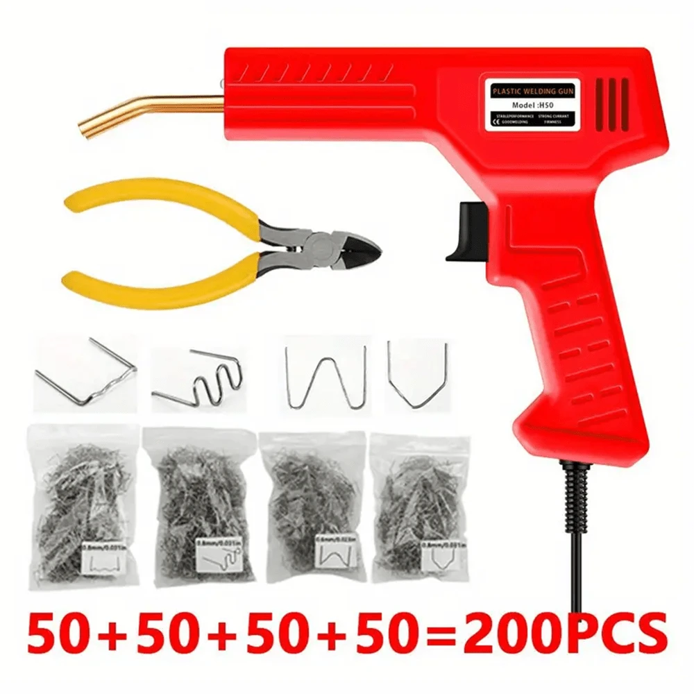 New Plastic Welder With Welding Nails And Pliers Overheating Protection Plastic Welding Gun Auto Bumper Repair Tool Kit Portable Soldering Iron Gun Welding Set, Without Battery - Xem 1