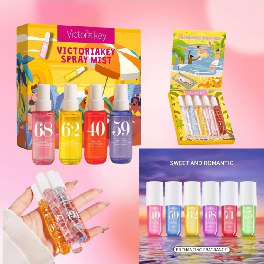 Set de regalo de 5 unidades x 40ml / 5 unidades x 10ml / 1 pieza x 40ml de Spray de fragancia sin llama, ambientador, fragancia decorativa, Serie Brasil y caja de regalo, edición limitada, purificador de aire de aromaterapia para interiores y exteriores, fragancia multicapa