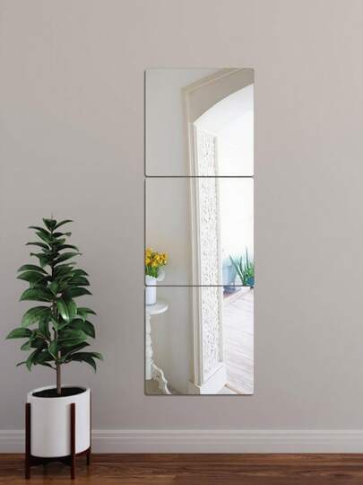 1 mm dikke vierkante acrylspiegeltegels, 3D-spiegeloppervlak, geschikt voor woonkamer, slaapkamer, keuken, badkamer, 30 * 30 cm