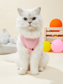 LUCKIE LABO 1pc Fashionable Slogan Graphic Print Breathable Sleeveless Vest, Anti-Flea & Shedding For Cats & Dogs Indoor/Outdoor Use - Pink - View 5