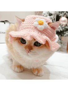 手工编织可爱有趣的宠物帽、帽子、头饰，适合猫、狗、兔子和角色扮演 - 彩色 - 查看 6