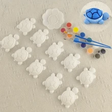 This 15-Piece Mini Art Set Includes (10 Solid-Color Turtle Models, 2 Brushes, 1 Palette And 12 Colors Of Acrylic Paint). It Is Suitable For Both Professional Artists And Beginners And Is The Perfect Gift For Holiday Parties