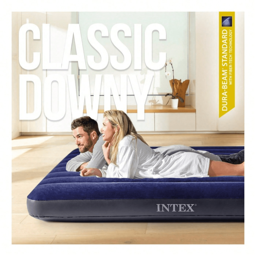 Colchón Inflable INTEX - Alta Capacidad de Carga, Inflado Rápido, Suave y Cómodo, Fácil de Limpiar | Tamaño Individual/Doble, Portátil para Camping, Hogar, Alquileres y Siestas