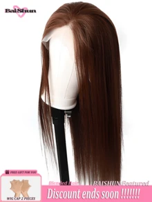 200% 密度 13x4 蕾丝前假发 人发混合假发 短鲍勃假发 预拔 #4 棕色直发假发 巴西原生发 含婴儿头发 女士无胶假发 巴西头发前假发 牢固贴合 女士日常假发 自然发际线 自然外观 易于造型（8-14 鲍勃假发） - 棕色 - 查看 2