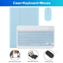 Wireless Bluetooth Keyboard (150mAh) And Mouse Stylus Holder Detachable Keyboard Case For Samsung Galaxy Tab And IPad, Redm IPad SE (Blue) - Blue - View 3