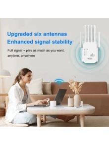 WiFi 6 Signal Booster, 1200Mbps/300Mbps Wall-Penetrating King 6 Antenna Amplifier, Solves Weak Signal Issues In Bedroom And Balcony, Wireless Network Repeater, Wide Coverage, Plug And Play
