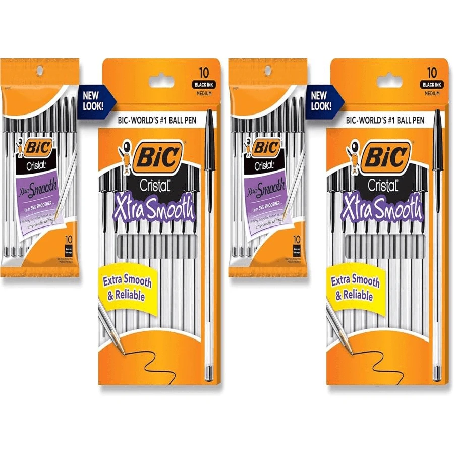 BIC Cristal Xtra Smooth Ballpoint Pen, Medium Point (10mm), Black, For Everyday Writing Activities, 10-Count - White - View 1