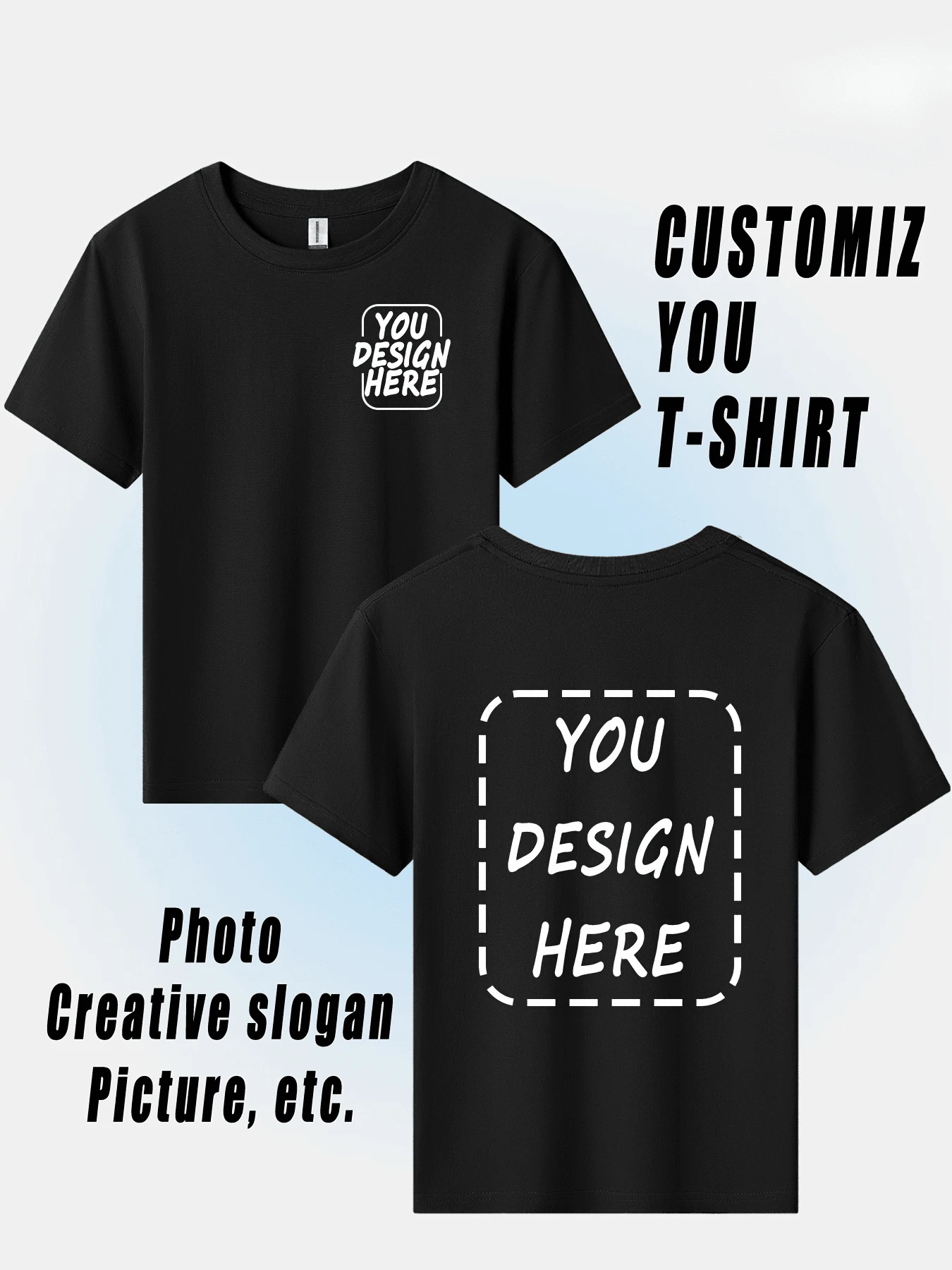 [Double Side]Personalized Kids T-Shirt - Custom Text/Image/Photo Light-Colored Shirt (Pastel Colors), Easy Application Area For Birthday Party Favors, Casual Attire - Machine Washable,100% Cotton