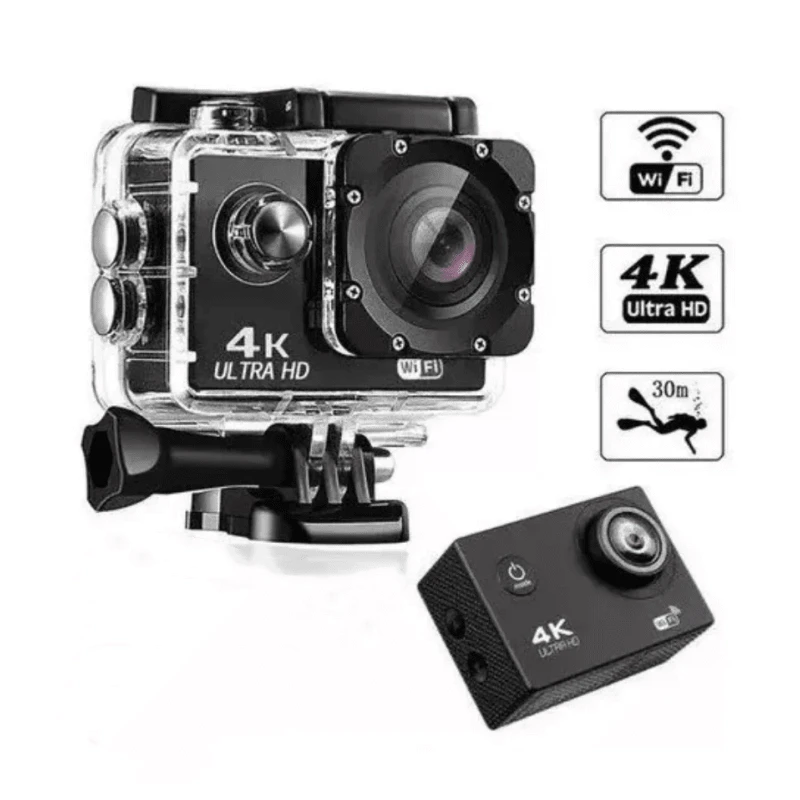 Kynley Sports Action Camera, Waterproof Sports Camcorder, 4K Full HD, Go Pro, Underwater Helmet, DV, Pixel Camera For Photos - Black - View 1