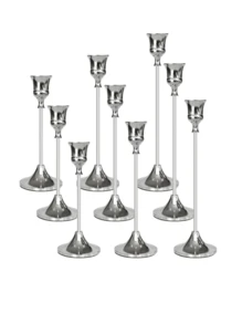 Cirelle Bộ 3 chân nến hình nón bằng sắt, chân nến trang trí - Chân nến cho đám cưới, ăn tối, tiệc tùng - Đồng thau cổ, chân nến trang trí lò sưởi, chân nến trang trí bàn, chân nến trụ cho đám cưới, trang trí nhà cửa, trang trí tiệc ngày lễ, trang trí lễ hội - Bạc - Xem 7