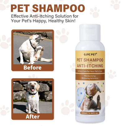GJYC PET 止痒宠物洗发水 - 3.38 液量盎司 - 敏感肌肤舒缓配方，防过敏，深层清洁和保湿