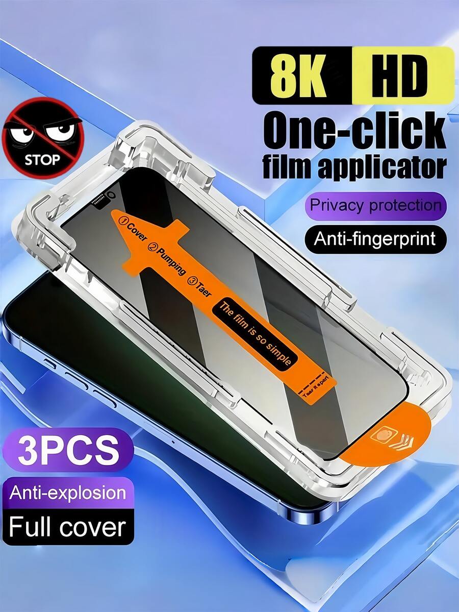 3 miếng dán màn hình kính cường lực chống nhìn trộm không bụi, dễ dàng lắp đặt, tương thích với iPhone, bộ phim bảo vệ hoàn chỉnh, phim kính cường lực toàn màn hình, lắp đặt không bụi chỉ bằng một cú nhấp chuột, tự động căn chỉnh, độ cứng 9D, bảo vệ màn hình độ nét cao, lớp phủ chống trầy xước và chống dầu, không có bọt khí hoặc cạnh trắng, thân thiện với vỏ, phim kính bảo vệ quyền riêng tư
