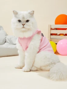 LUCKIE LABO 1pc Fashionable Slogan Graphic Print Breathable Sleeveless Vest, Anti-Flea & Shedding For Cats & Dogs Indoor/Outdoor Use - Pink - View 7