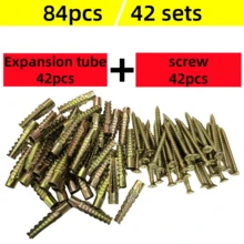 Juego de tornillos y pernos de expansión dentados, pernos de anclaje de expansión de metal comprimido antideslizante, combinación de tornillos de metal ligeros para pared de ladrillo, espuma, cemento, hormigón, tornillos de expansión de metal, adecuado para kit de reparación del hogar, alta resistencia, fácil instalación