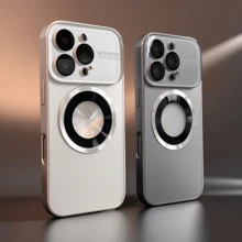 Carcasă de telefon mată de lux din titan, compatibilă cu iPhone - rezistentă la șocuri, încărcare magnetică wireless, protecție pentru lentila camerei din sticlă, pentru iPhone 16/16 Pro/16 Pro Max, 15/15 Pro/15 Pro Max, 14 Pro/14 Pro Max/14/13 Pro Max/13 Pro/13/12 Pro Max/12 Pro/12/11/11 Pro Max