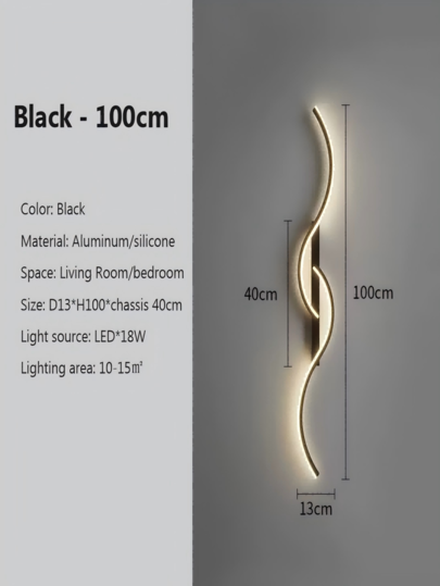 Moderne LED Wand Lamp, Home Minimalist Lighting Fixture, Linear Light, Luxe Cool White/Warm Wit 5500 6000K/2700 3500K, Aluminum/Silicone, Light/Warm Verlichting Living Room, Bedroom, Bedside, Corridor, Cafe, Farmho Closet, Office, Entrance, Long ative Indoor Lighting, Zwart Goud view 7
