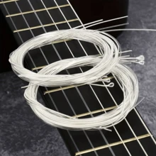 6pcs/Set White Nylon Classical Guitar Strings, Enhanced Acoustic Guitar Sound! Nylon Strings For Acoustic Guitar, Guitar Accessories, Musical Instrument Accessories, Folk Guitar Set, Bright And Vibrant Tone, Improve Performance - Multicolor - View 1
