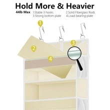 1PC Over The Door Storage Organizer With Pockets, 10 Mesh Side Pockets, About 40 Lbs Weight Capacity, Door Hanging Organizers And Storage For Bedroom, Bathroom, Nursery, Pantry, Dorm - Xám - Xem 3