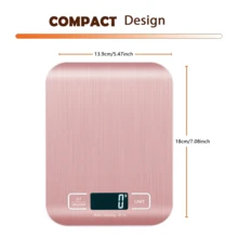 1 Báscula de cocina digital de 10kg, precisión de 1g/0.1oz, de acero inoxidable, apta para hornear y cocinar (baterías no incluidas) - Rosa - Ver 2