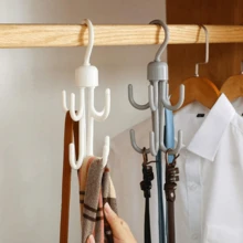 1/2pcs Tank Top Hanger, Durable Plastic Hangers, Swivel Belt Hanger Hooks, Designed For Hanging Tank Tops, Ties, Belts, Bags,Belt, Scarf Storage Rotary Four Claw Hook, Household Multifunctional Clothing Hat Hook, Multi-Function Rotating Hanger Hooks For Clothes, Bags, Belts, Scarves, Ties Storage Rack,Bathroom Accessories