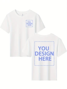 [Double Side]Personalized Kids T-Shirt - Custom Text/Image/Photo Light-Colored Shirt (Pastel Colors), Easy Application Area For Birthday Party Favors, Casual Attire - Machine Washable,100% Cotton