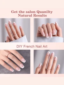 150 piezas de uñas postizas cuadradas cortas, puntas francesas rosas profundas de gel suave, usadas como uñas postizas para manualidades, estilo simple y versátil en 15 tallas adecuadas para mujeres - Rosa - Ver 4