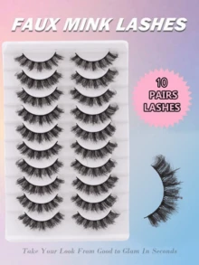 10 Pairs Natural Long Cross Eyelashes With Packing Box, 3D False Eyelashes Eyelash Extensions, Beautify Looks