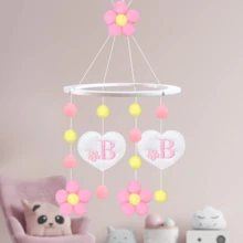 Personalized Crib Mobile With Baby Girl's Initial Name Baby Room Decoration Flower - Hoa hồng - Xem 4