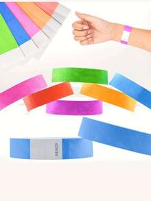 100/500/1000pcs Paper Wristbands, Waterproof Neon Wristbands, Adjustable Wristbands, Concert, Party, Amusement Park, Festival, Christmas And Halloween Ticket Wristbands, Fluorescent Coded Mixed Color Wristbands, (No Code, Coded, Star Style, VIP Mixed Style)