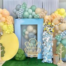 121pcs Sage Green, Grayish Blue, Yellow Balloon Garland Kit, Includes Slate Blue, Olive Green, Yellow, Cream Latex Balloons, Arch Frame & Accessories, Suitable For Oh Baby Shower, Bridal Birthday, Wild Party Decor, Color: Yellow, Green, White - Multicolor - View 2