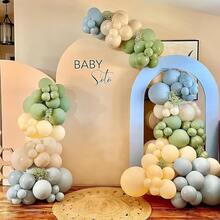 121pcs Sage Green, Grayish Blue, Yellow Balloon Garland Kit, Includes Slate Blue, Olive Green, Yellow, Cream Latex Balloons, Arch Frame & Accessories, Suitable For Oh Baby Shower, Bridal Birthday, Wild Party Decor, Color: Yellow, Green, White - Multicolor - View 4