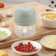 USB Rechargeable 250ml Electric Mini Garlic Chopper - Stainless Steel Blade, Circular ABS Cup, Safety Switch, 3600 RPM - Used For Grinding Ginger, Vegetables And Meat