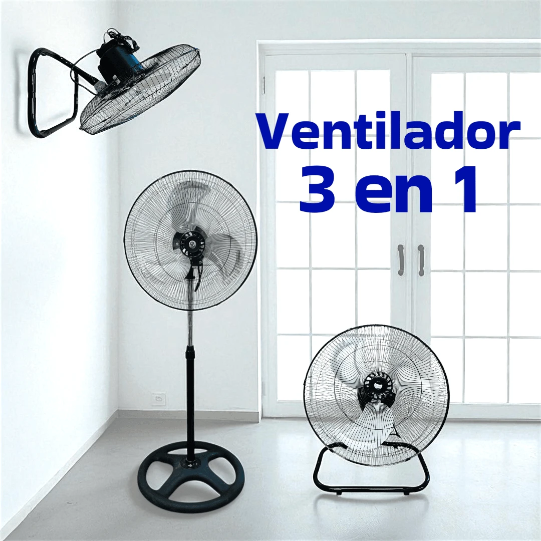 Ventilador Industrial 3 en 1 18" | De Piso, De Pared y De Pedestal | Potente y Ajustable - Tipo de Enchufe A USA (110-127V) - Ver 1