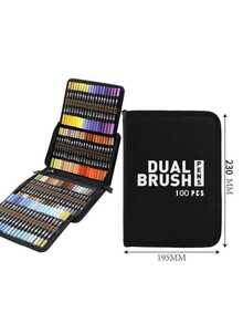100 Dual Brush Marker Pens Kit, 100 Color Art Marker Set With Fine And Brush Tip Markers For Coloring Books. - 100 màu/bộ - Xem 7