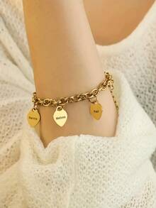 Customized Name Heart Bracelet, Heart Quantity Optional