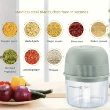 USB Rechargeable 250ml Electric Mini Garlic Chopper - Stainless Steel Blade, Circular ABS Cup, Safety Switch, 3600 RPM - Used For Grinding Ginger, Vegetables And Meat