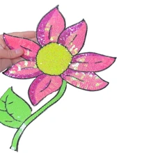1 Piece Sequins Pink Flower Iron On Sewing On Patches For Clothing Diy Flower Style Bling Glitter Patches Skirt Applique Summer, School