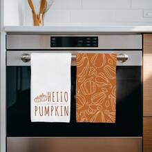 4pcs Minimalist Autumn Pumpkin Pattern Kitchen Towels, Soft Polyester Dish Cloths, Suitable For Kitchen Decor, Cleaning, Holiday Party Decoration, Kitchen & Bathroom Essentials, Home Decor, Housewarming Gift