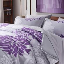 5/7pcs Fashionable Chrysanthemum Printed Bed Comforter Set,100% Microfiber Soft Breathable Summer Bedding Set, Comfortable And Durable, Include 1 Comforter+1 Flat Sheet+1 Fitted Sheet+1/2 Pillowcases+1/2 Pillowshams,All-Season, Bed In A Bag, Room Decor, Best Gift - 紫色 - 查看 7