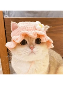 手工编织可爱有趣的宠物帽、帽子、头饰，适合猫、狗、兔子和角色扮演 - 彩色 - 查看 19