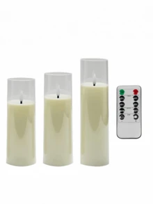 2pcs/3pcs/5pcs Smokeless LED Candles With Remote Control, Suitable For Wedding, Fireplace, Bedroom, Proposal, Halloween, Company Party, Gift - Transparent - View 12