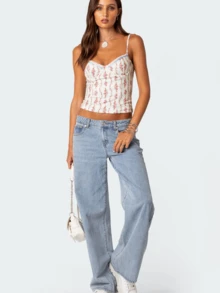 Printed Back-Tie Camisole Top - Flattering Fit, Perfect For Summer Outings  Casual Chic Looks - trắng - Xem 2