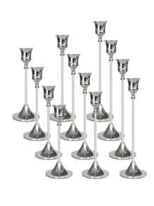 Cirelle Bộ 3 chân nến hình nón bằng sắt, chân nến trang trí - Chân nến cho đám cưới, ăn tối, tiệc tùng - Đồng thau cổ, chân nến trang trí lò sưởi, chân nến trang trí bàn, chân nến trụ cho đám cưới, trang trí nhà cửa, trang trí tiệc ngày lễ, trang trí lễ hội - Bạc - Xem 10