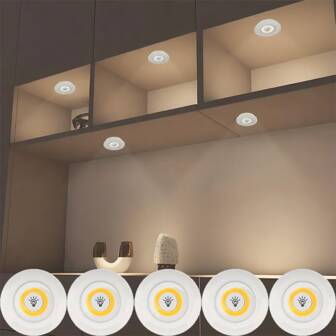 5pcs/3pcs/1pc Touch Sensor Cabinet Lights, AAA Battery Powered, Easy Installation, Portable; Cabinet Lights Suitable For Stairs, Hallway, Closet, Wardrobe, Kitchen, Cabinet, Wall, Bedroom, Bathroom, Travel, Camping, Etc.