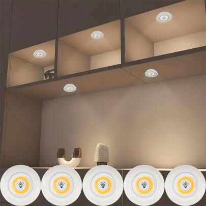 5 件/3 件/1 件触摸传感器橱柜灯，AAA 电池供电，易于安装，便携；橱柜灯适用于楼梯、走廊、壁橱、衣柜、厨房、橱柜、墙壁、卧室、浴室、旅行、露营等。